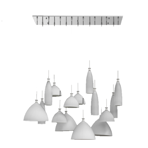 M-KLCH-5011-15W Product 230v 40W E14 Glass Rectangular Cluster Pendant