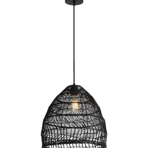 E-KLCH-7127/BL 230v 40W E27 Rattan Pendant Black Rattan