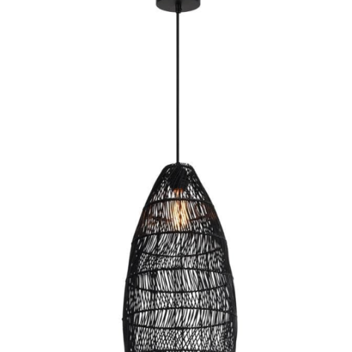 E-KLCH-7089/BL 230v 40W E27 Rattan Pendant Black Rattan